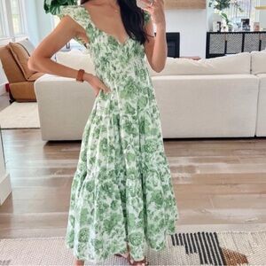 Abercrombie & Fitch Petite Flutter Sleeve Poplin Midaxi Dress